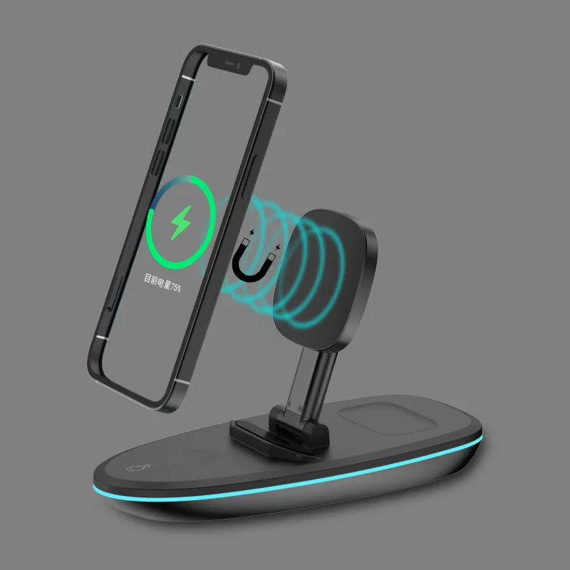 -Border New Foldable Three-in-One Wireless Electrical Headset Watch Mobile Phone Magnetic Wireless Charging Stand15