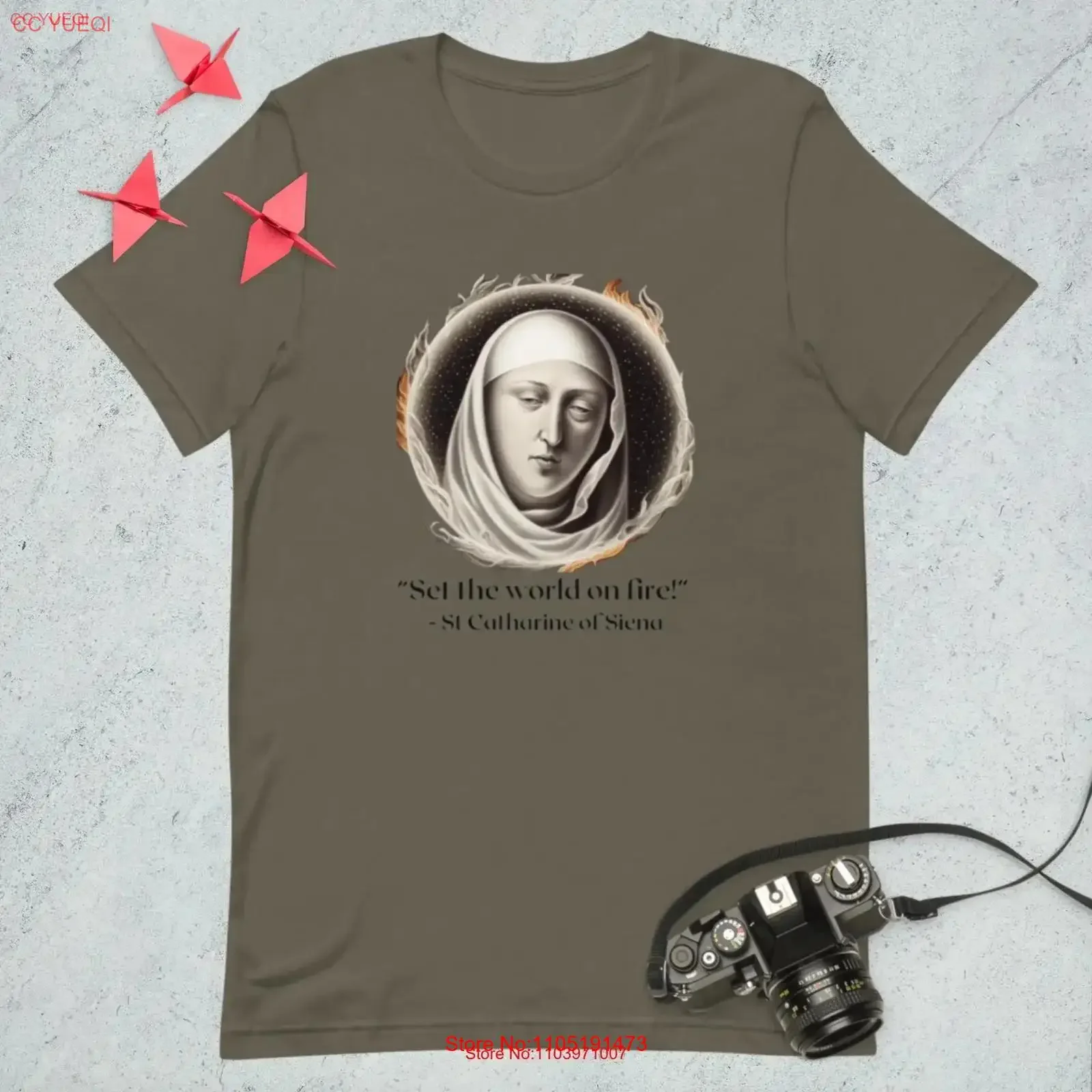 

Футболка Set the World on Fire St Catherine of Siena, винтажная, слегка стильная, дышащая, модная, с рисунком, унисекс