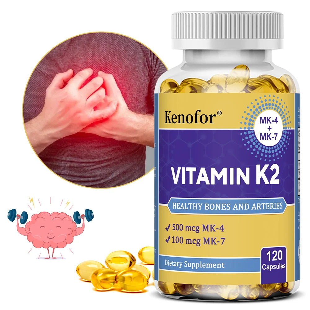 

Natural Vitamin K2 with MK-4 and MK-7 for Bone Health, Brain Health, Heart Health, and Immune System Support, 120 Capsules