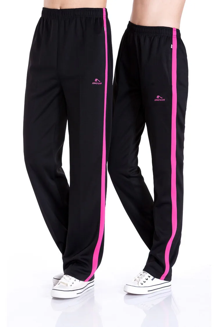 

JinGuan весенне-осенние черные спортивные брюки в широкую красную полоску, повседневные женские и мужские длинные брюки для кадриль, гимнастические брюки