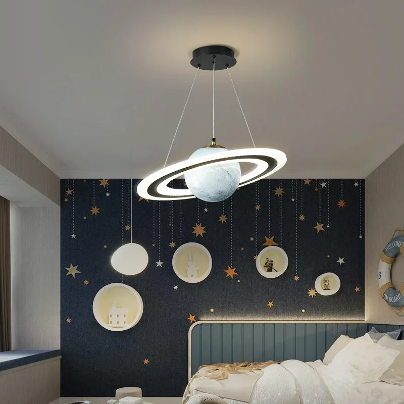 planeta pendant lights para criancas modern led pendurado lampada suspensao lustre bola de vidro home decor quarto infantil novidade 01