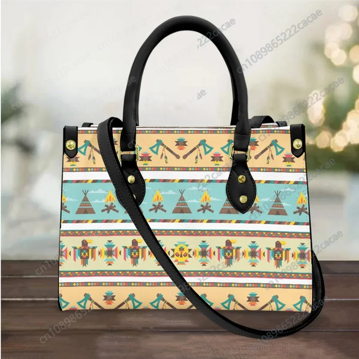 

American Indian Life Handbag Purse for Women Luxury PU Leather Female Bolsa Fashion Casual Girls Top-handle Tote Bag Woman Bags