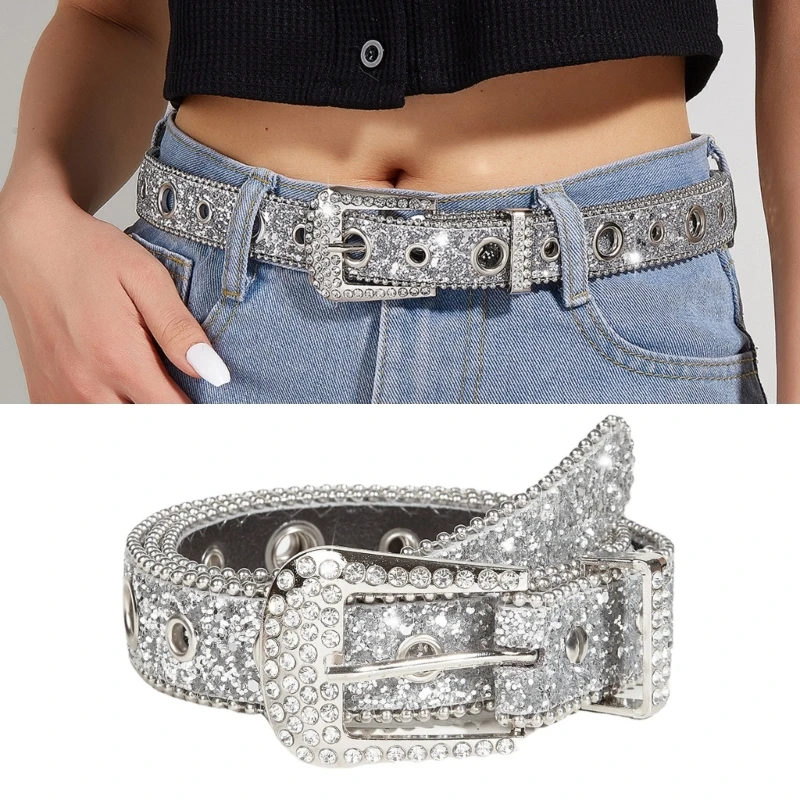 

Adult Belt with Buckle Light Luxurious Ladies Full Sequin Waistband