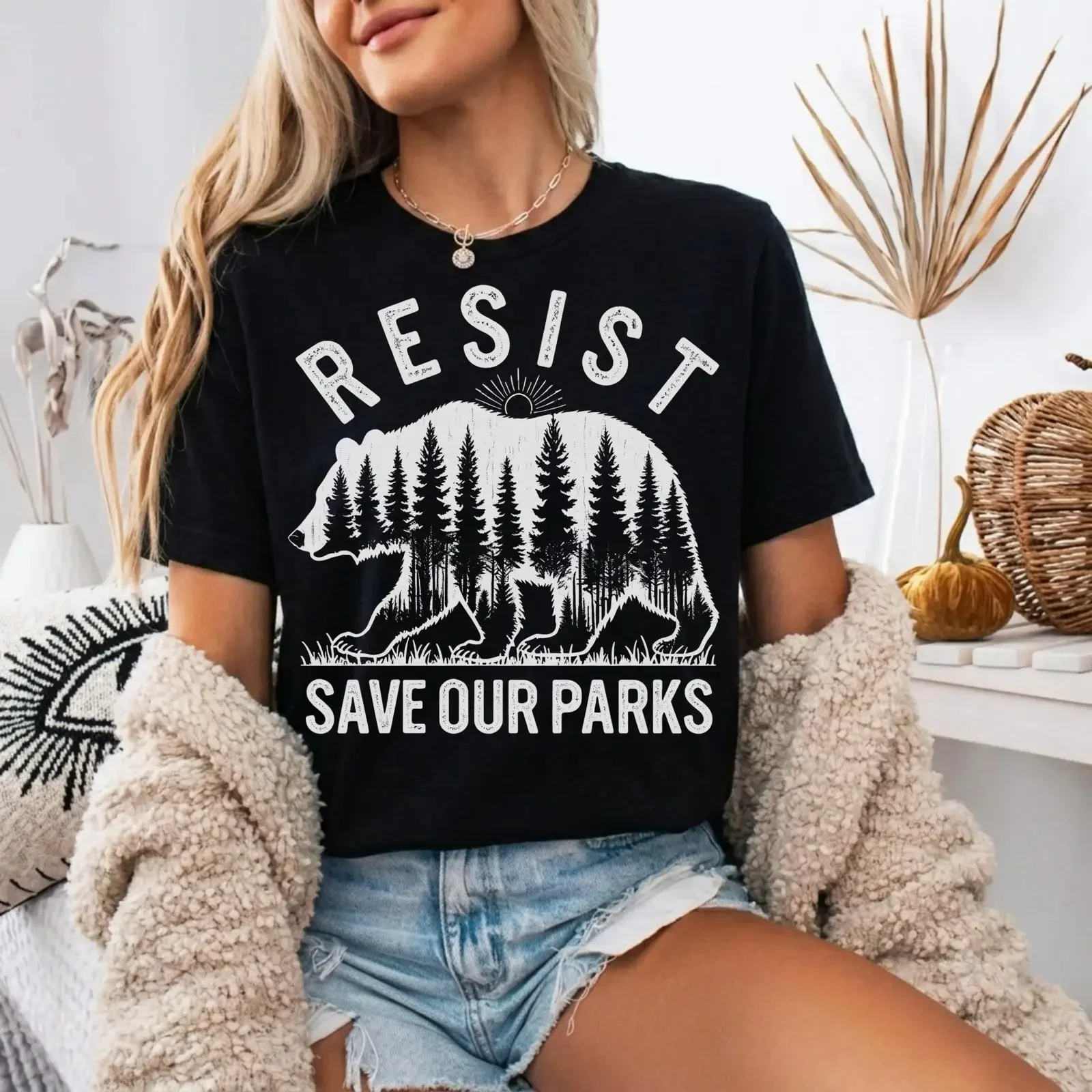 Colorful Save Our Parks T Shirt Cute Bear Nature National Park Lover Hiking Camping Adventure vintage Washed Stylish
