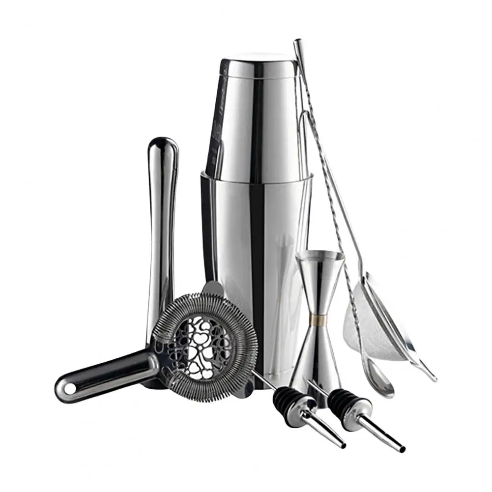 

7Pcs/Set Drinks Shaker Set Rust-proof Stainless Steel Wear Resistant Cocktail Mixers Set for Pub