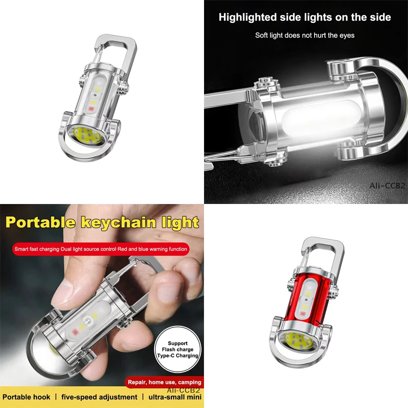 

1 Piece Multifunction COB Work Light Emergency Keyring Light For Walking Searching Hiking Mini Rechargeable Keychain Flashlights