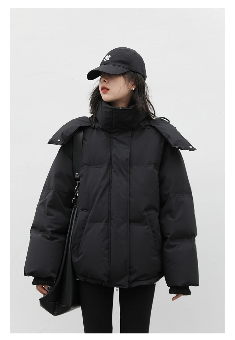 CHIC VEN Women Down Coat Solid Warm Down Jacket New 90 White Duck Down Windproof Hooded Female Overcoat Winter 2023