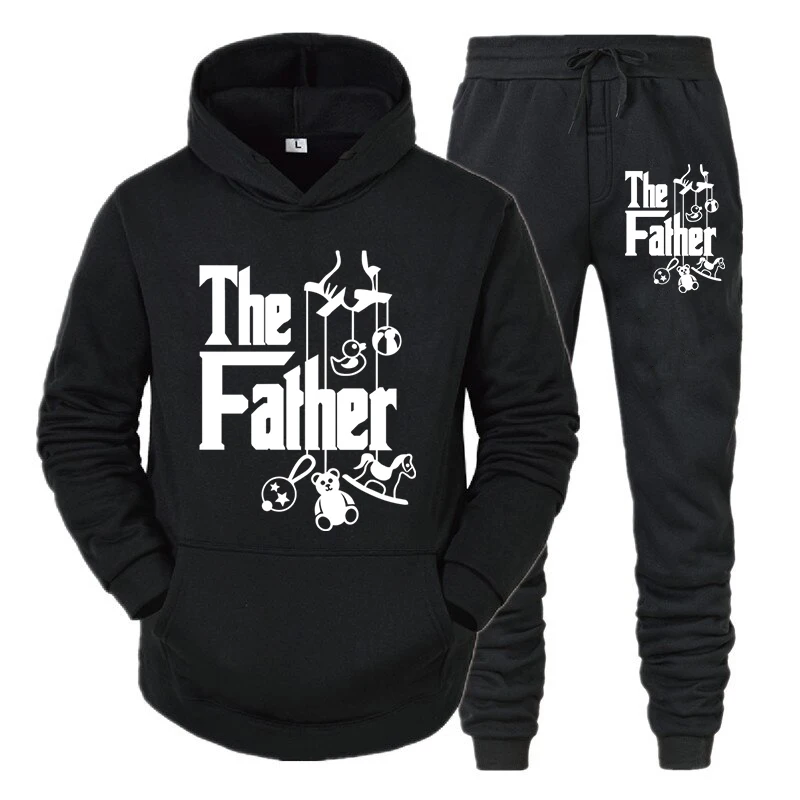 

The Father Funny Hoodies+Trousers 2Pc Set for New Dad First Time Dad Classic Sportwear Set Autumn Loose Sweatshirts Graphic Suit