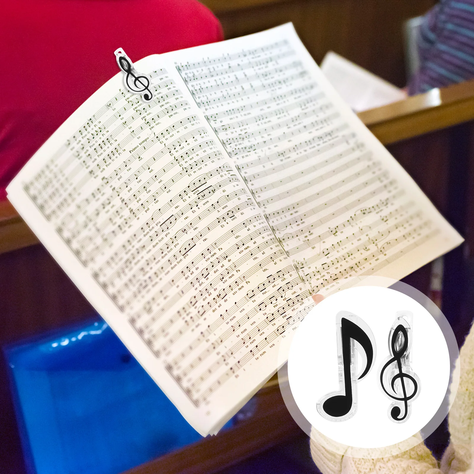 

6Pcs Sheet Clips Music Book Holder Clip for Score Notebook Waterproof Scratch-Resistant Sturdy Metal Build Black