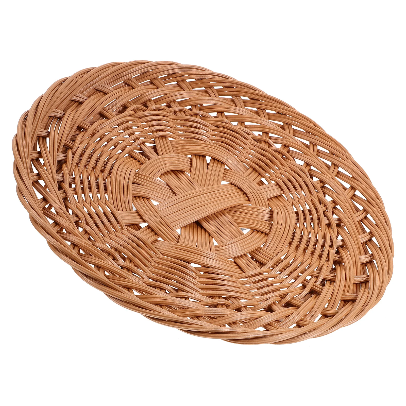 

Imitation Rattan Woven Basket Desktop Storage Organizer Fruits Snacks Skincare Multi-Purpose Home Decorative Woven Bread Tray