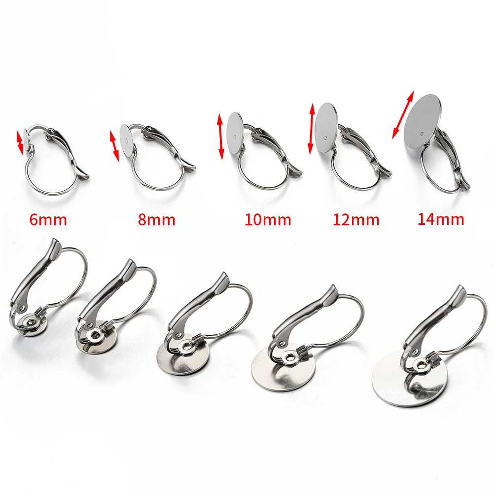 20pcs/10pcs Stainless Steel French Earrings Base Lever Back Ear Wire Hoop Open Loop Earring Hooks for Jewelry Making DIY