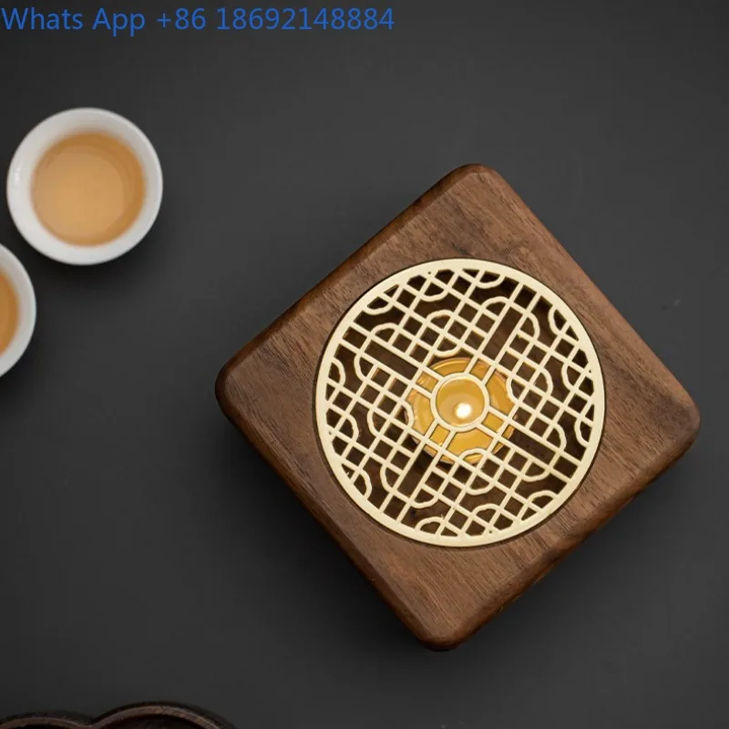 Black Walnut Wood  Warmer Flower Teapot Candle Heating Tea Roaster Home Hotel Insulation Tea Boiler Warmer Tea Stove