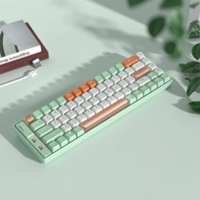 69 Keys Three-mode Mechanical Keyboard Luminous 2.4G Wireless Bluetooth-Compat Keyboard for Computer Mobilephone Best Sale