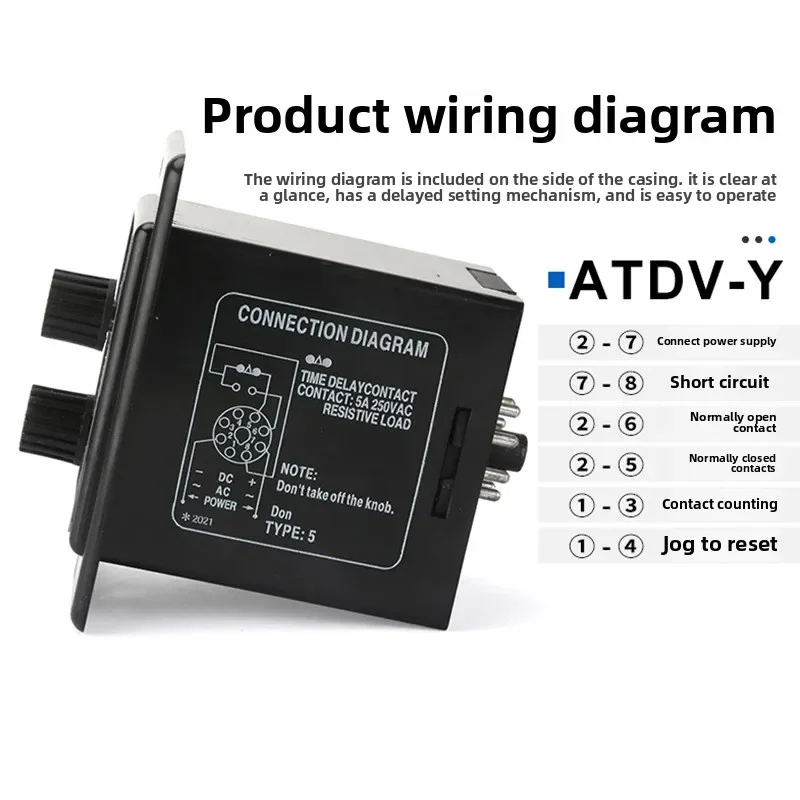 Stable Twin Timer With Socket Base Adjustable Dual Time Relay Repeat Cycle Timer ATDVY ON OFF 3S/6S/12S/30S/60S/3M/6M/12M/30M/60