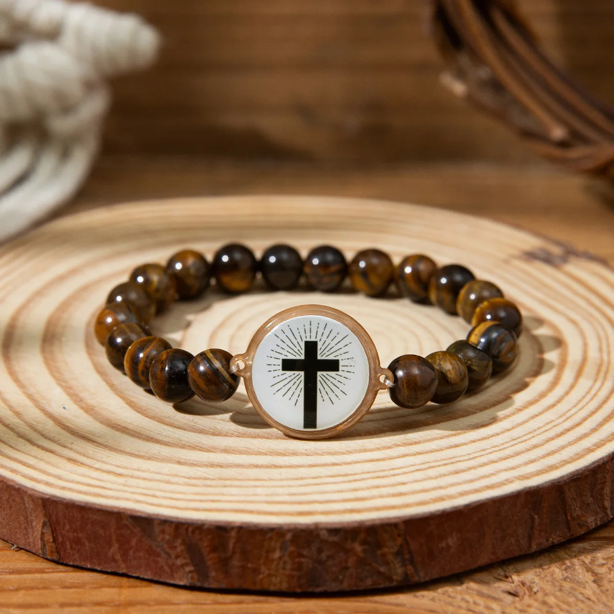 NFC Bible Smart Beaded Bracelet Fashionable Wearable Cross Bracelet for Women Men Christian Daily Verse Bracelet Jewelry