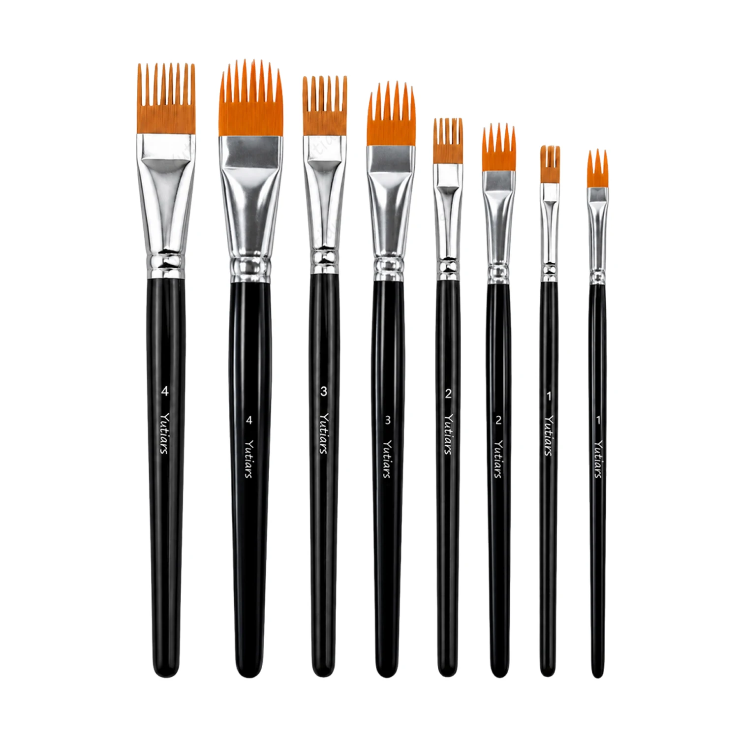 8Pcs Comb Paint Brush Set, Flat and Pointed Rake Texture Brushes for Acrylic Oil Watercolor Painting, Grass Fur Hair Art Tools