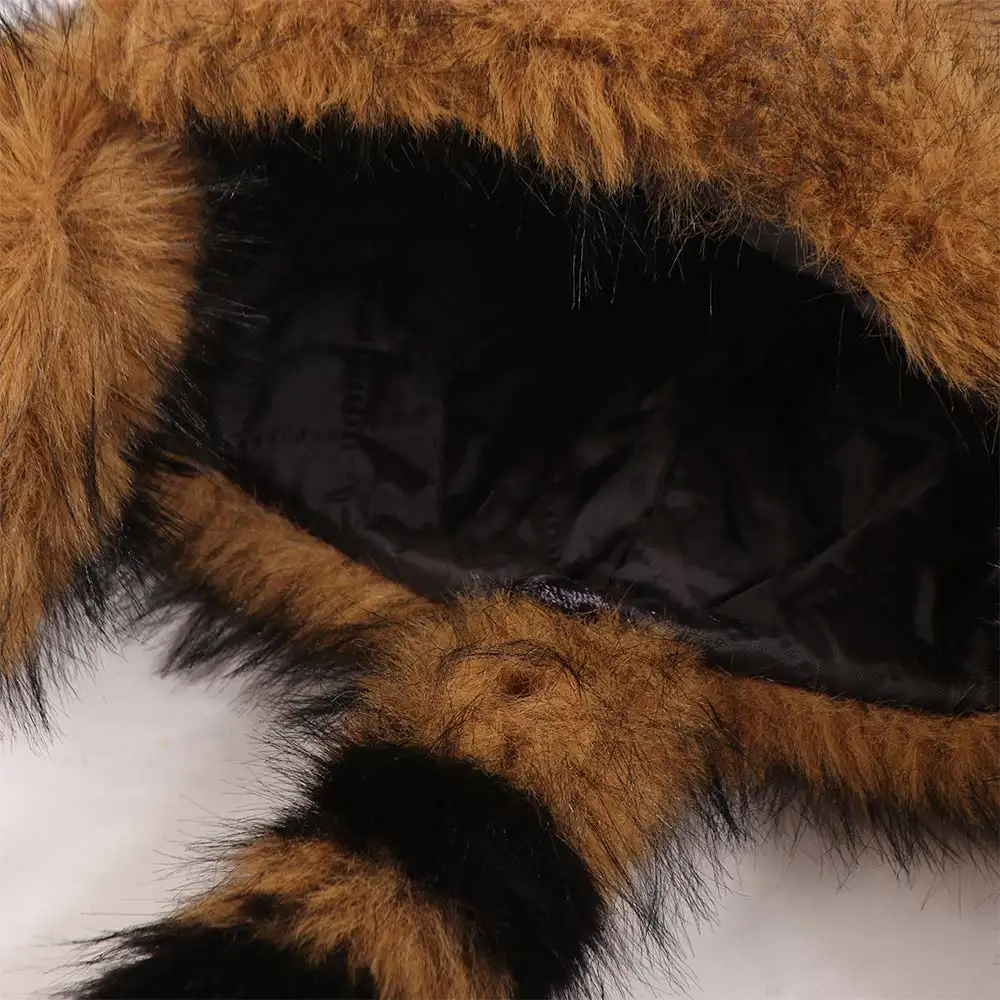 Cute Parent Child Raccoon Tail Hat Coldproof Thick Warm Ears Helmet Liner Fashion Design Thickening Material Hat Winter Season