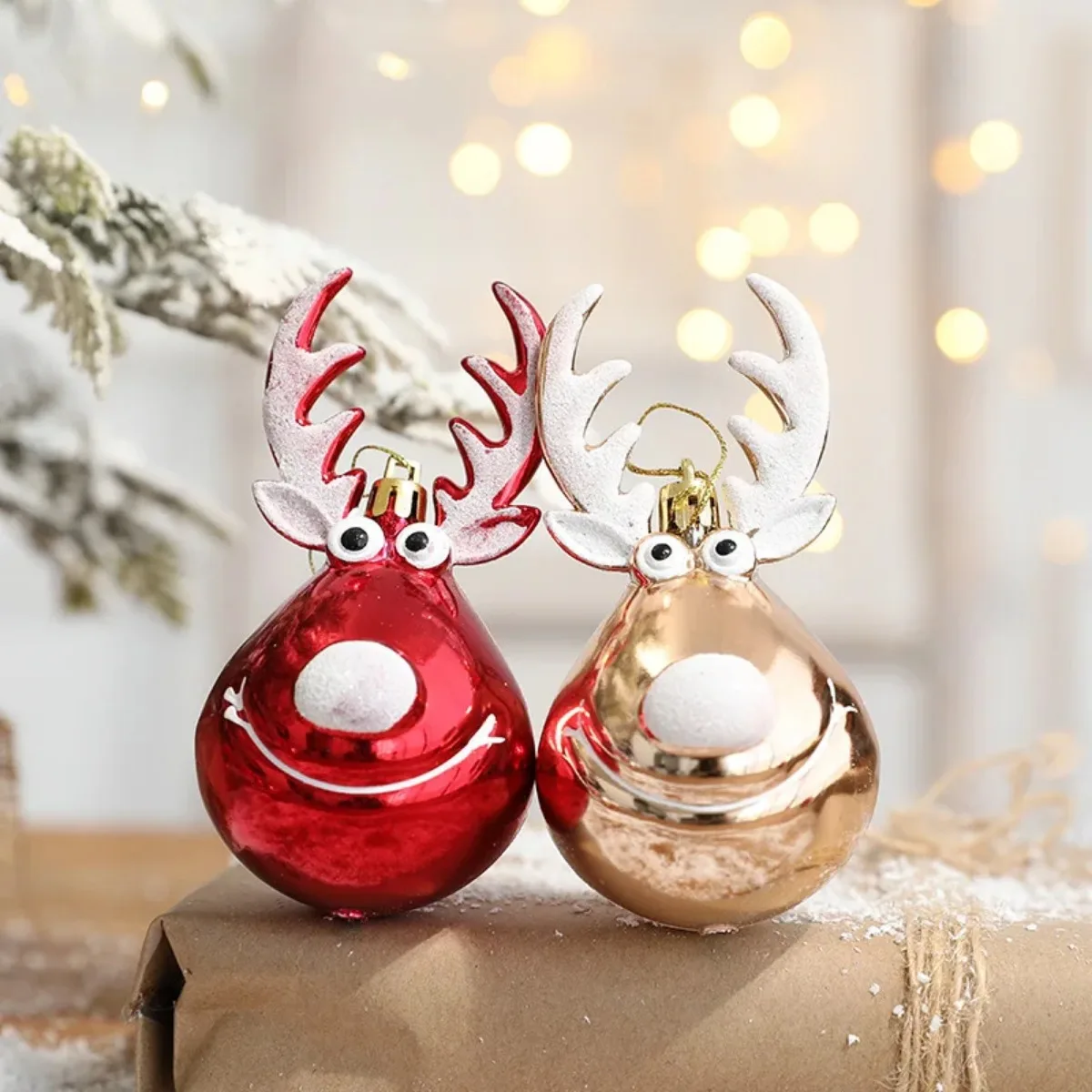 2pcs Elk Christmas Balls Ornaments Xmas Tree Hanging Bauble Pendant  Christmas Decorations for Home New Year Party 2024 PH279