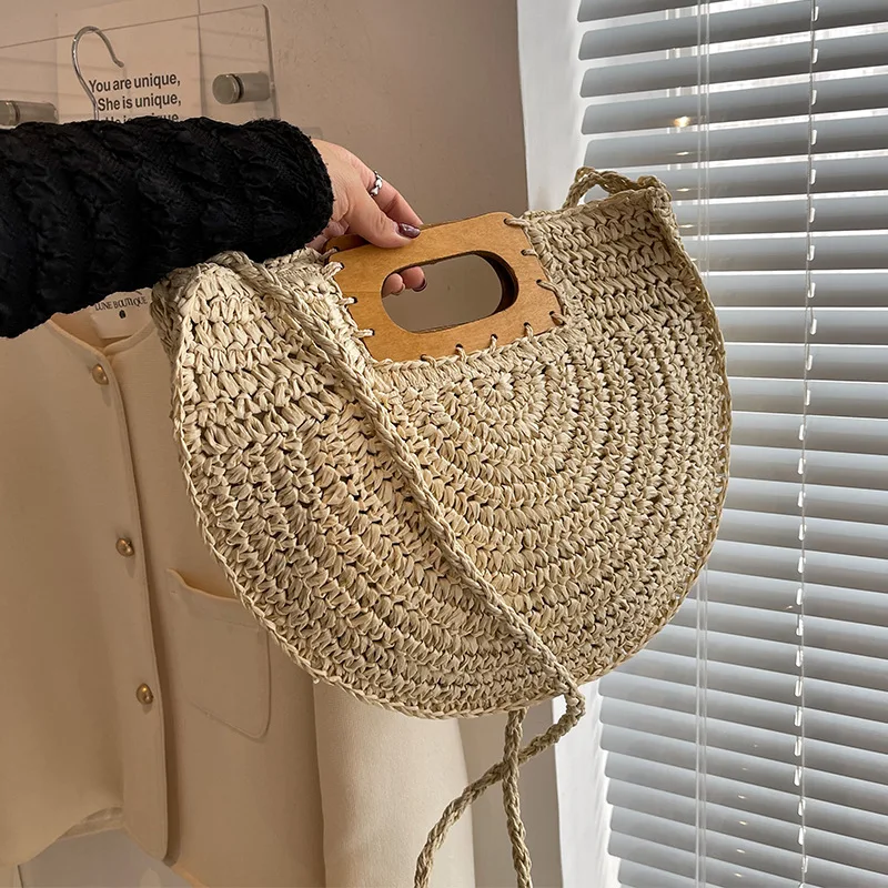 Summer Straw Handbags For Women Handmade Travel Seaside Beach Bag Designer New Handle Tote Bag Shopping Shoulder Bag Bolsa