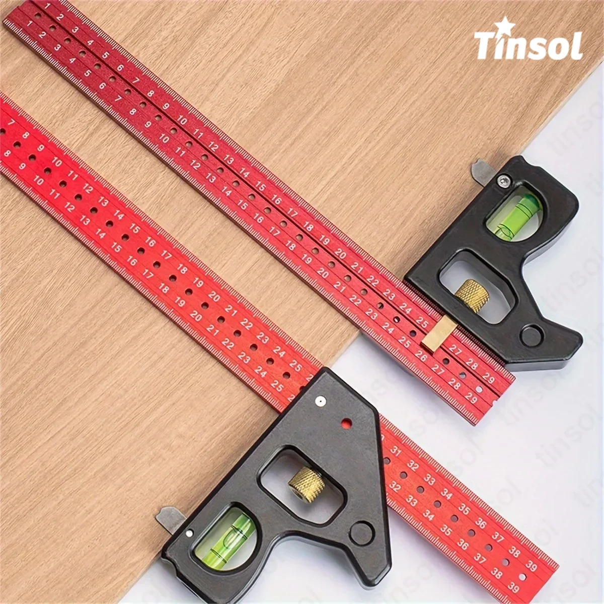 TINSOL Gauges Heavy Duty High-precision Woodworking Aluminum Alloy Multifunction Combined Angle Ruler 30/40cm Movable