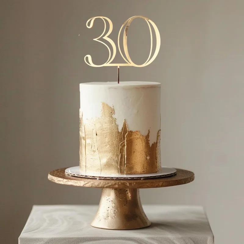 Adorno acrílico para tarta de feliz cumpleaños número 18/20/30/50, adorno acrílico dorado para tarta, decoraciones para tarta de fiesta de cumpleaños y aniversario