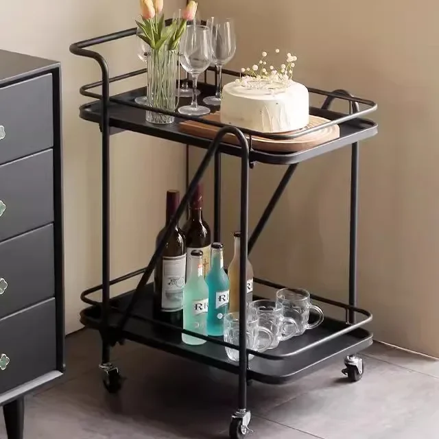 

Hotel Restaurant Wine Cart Mobile Cake Delivery Cart Hand Push Household Tea Cart Shelf