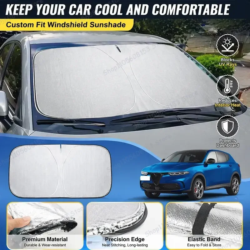 Солнцезащитный экран на лобовое стекло для Alfa Romeo Giulia, Stelvio, 4C, Giulietta, Tonale, 156, 159, 166, защита от УФ-излучения, блокировка тепла, автоаксессуар