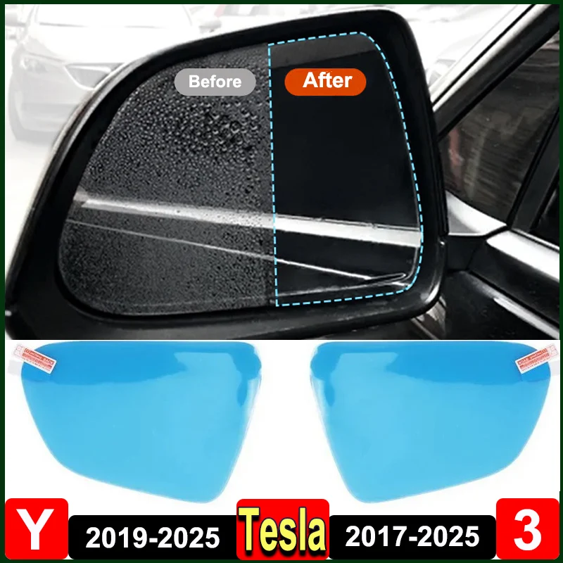 

for Tesla Model Y Juniper 2025 Rear View Mirror Rainproof Film Safe Driving Sticker Model 3 2024 Rearview Mirror Anti-fog Film