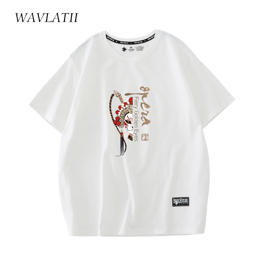 WAVLATII New Women White Cotton T Shirts Female Opera Casual Light Green Tees Summer Fashion Short Sleeve Tops WT2215