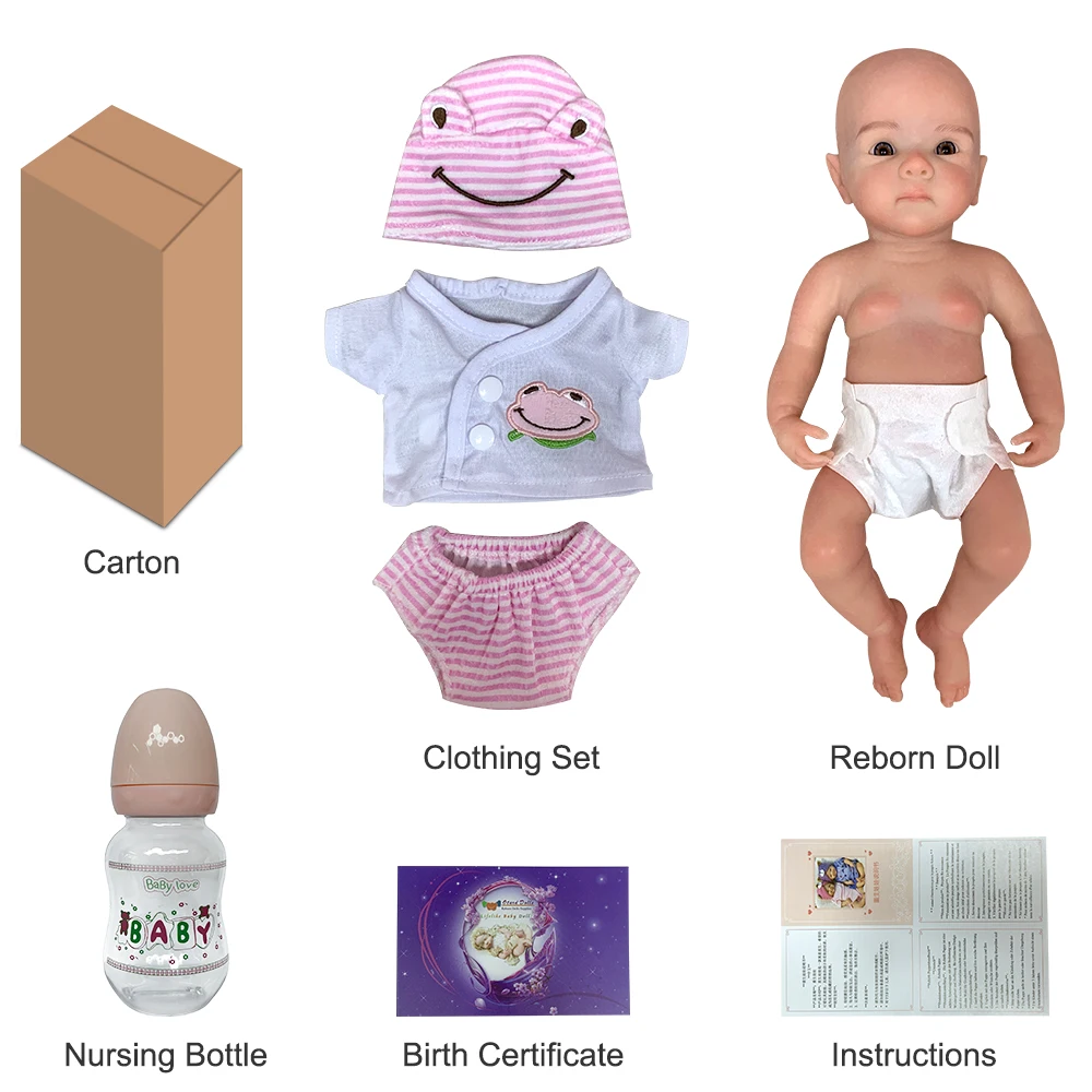 Aizwa1 13 pollici Bettie Silicone Neonato Ragazza Fatta a mano Soft Touch Bebe Reborn Può aprire la bocca per i regali di compleanno dei bambini