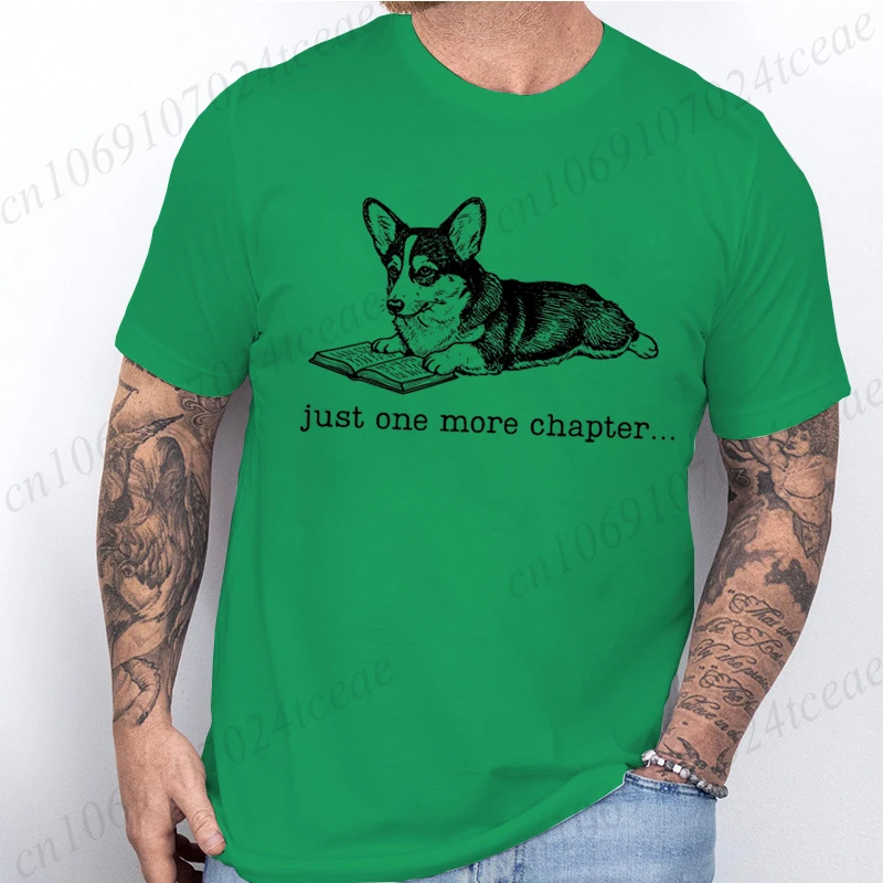 Corgi Reading Shirt for Women Men Book Lover Corgi Graphic Tee Unisex Short Sleeve Retro Animal Print Casual Daily Streetwear