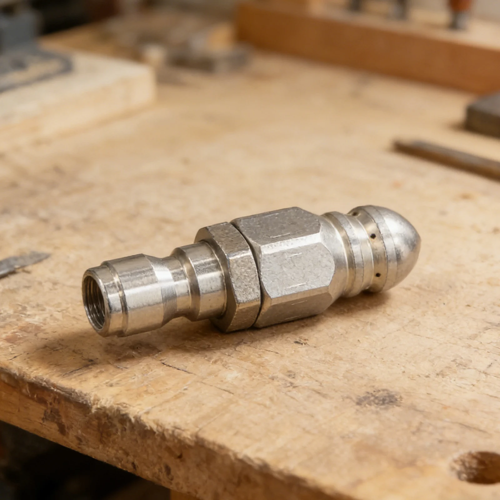 Jet Nozzle for High Pressure Cleaning Equipment with Forward Penetrating Stream and Circumferential Flushing Action