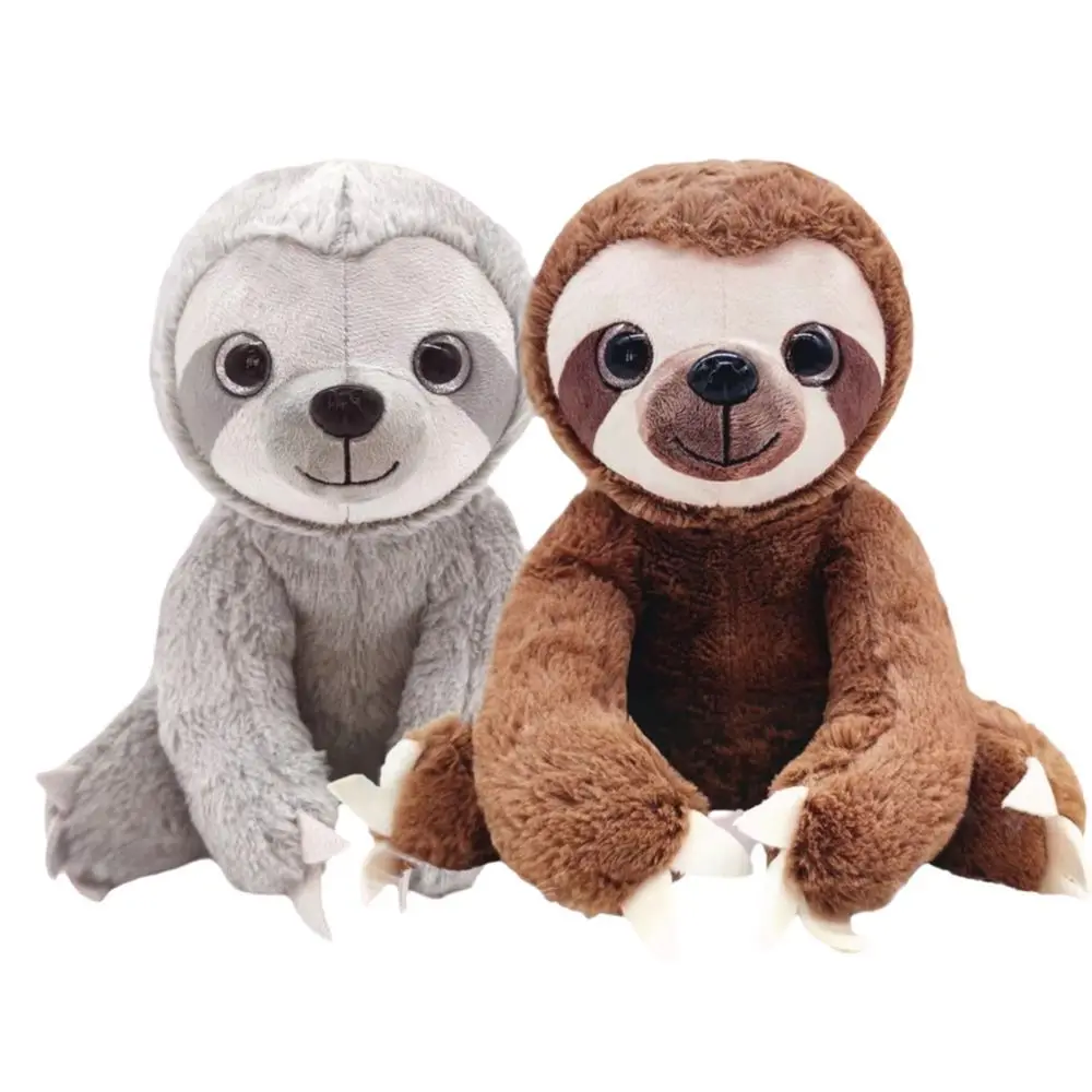 

Throw Pillow Big Eyes Sloth Plush Toy Stuffed Animals Brown Grey Stuffed Sloth Soft Comfort 25cm Simulation Sloth Doll Kids Toy