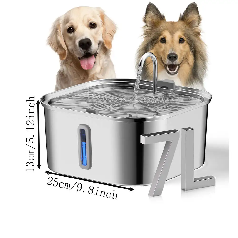 7L Stainless Steel Pet Water Dispenser Automatic Water Fountain USB Silent Water Pump Water Dispenser+Filter Set for Cats view 5