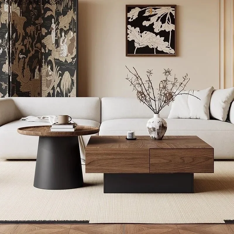 Medieval Style Solid Wood Square Coffee Table Minimalist Retro Design for Small Apartment Living Room Bedroom Home Furniture