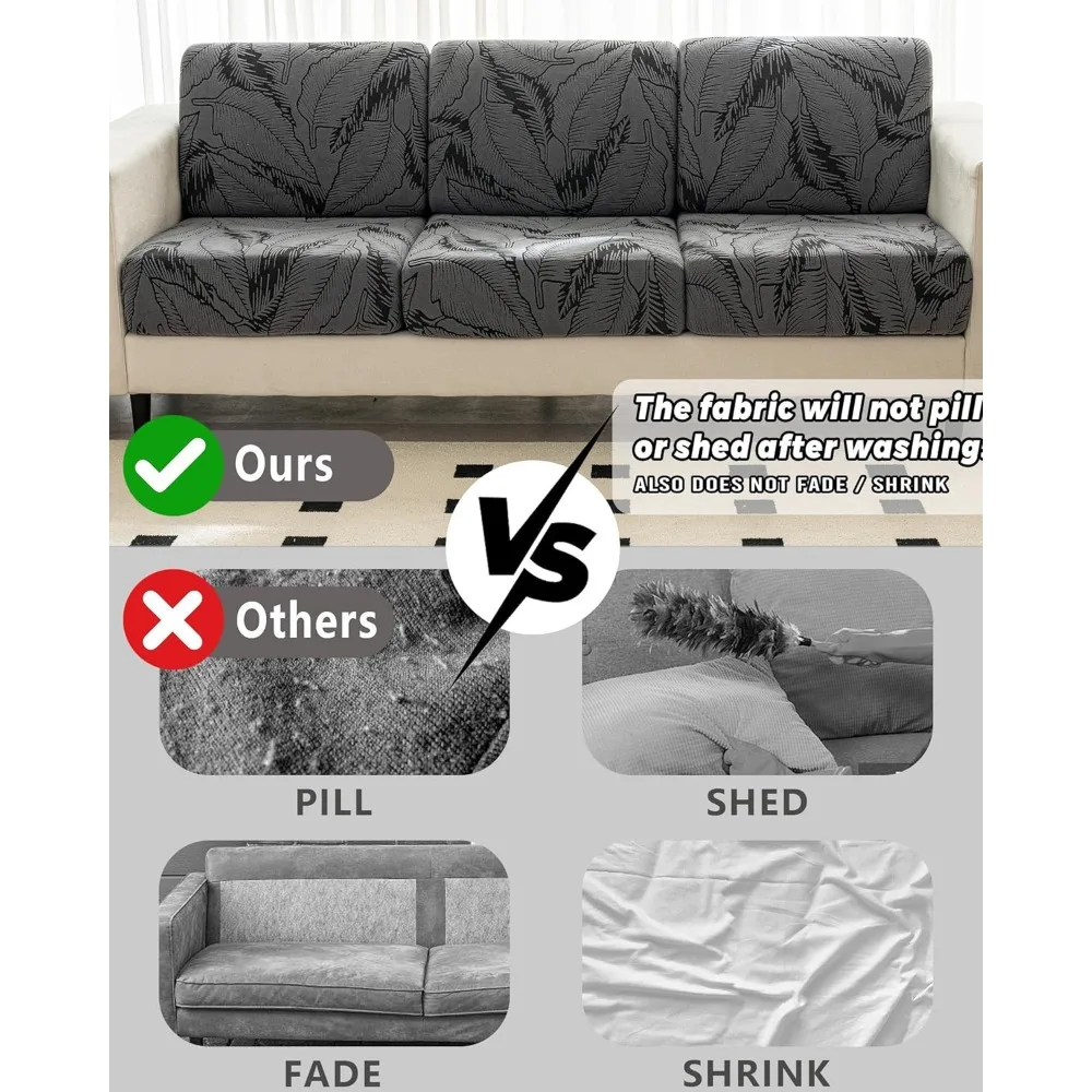 أغطية أريكة مقطعية على شكل حرف L صديقة للغسل مع طباعة أوراق شجر لحماية الأريكة ذات 3 وسائد