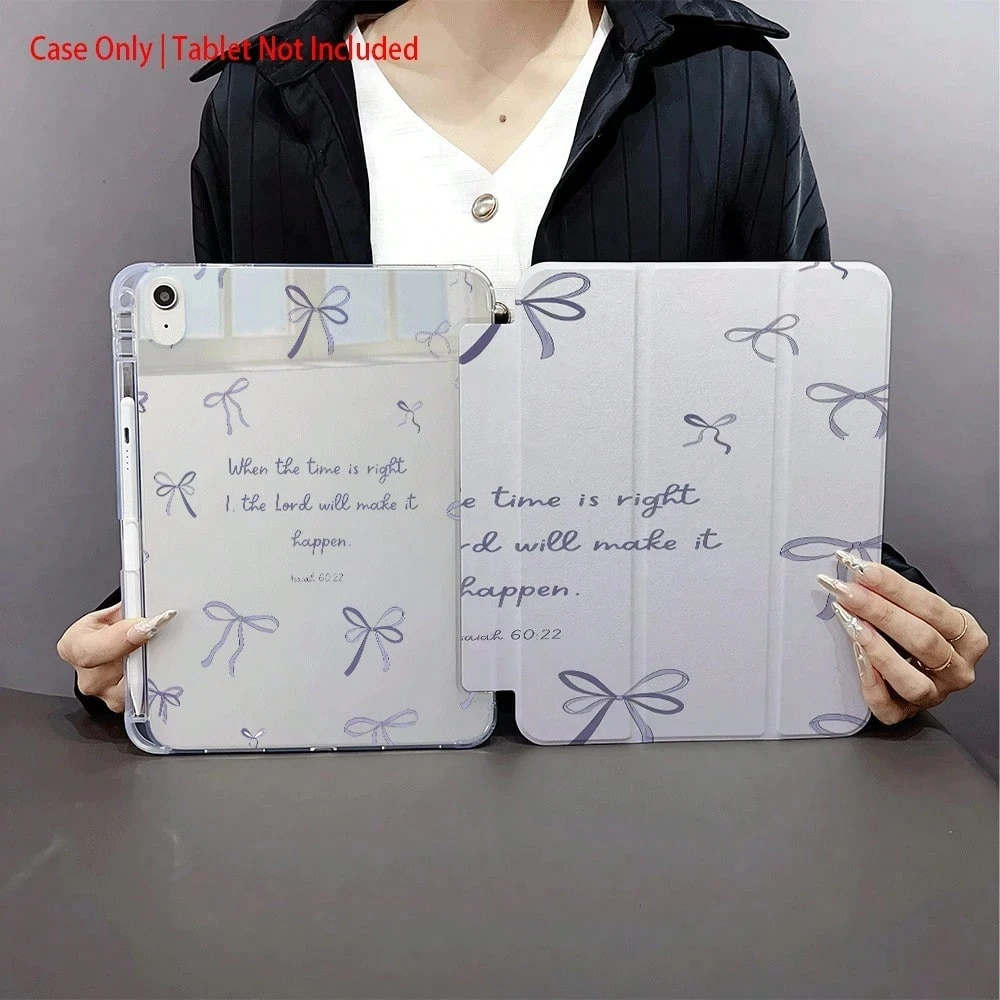 For Samsung Galaxy Tab A8/A9/A11+FE LITE PLUS/Galaxy Tab S6 Lite/S7/S8/S9/S10+ FE INS Purple Bow tri-fold case