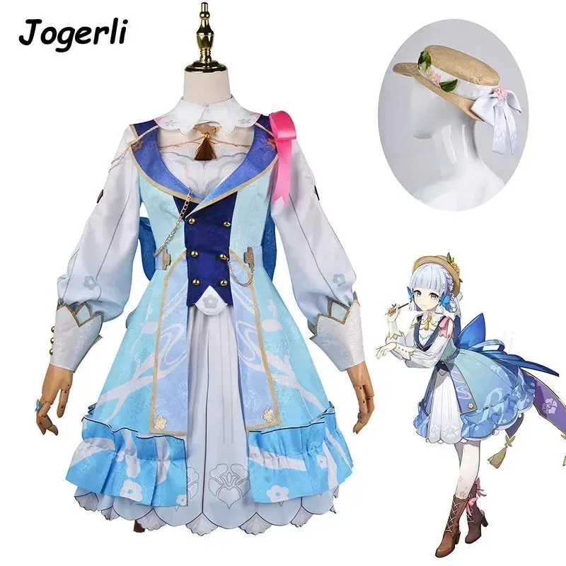 Jogerli Genshin Impact Kamisato Ayaka, disfraz de Cosplay, juego de rol, Springbloom, Missive, Stock listo, peluca, vestido, trajes de mujer