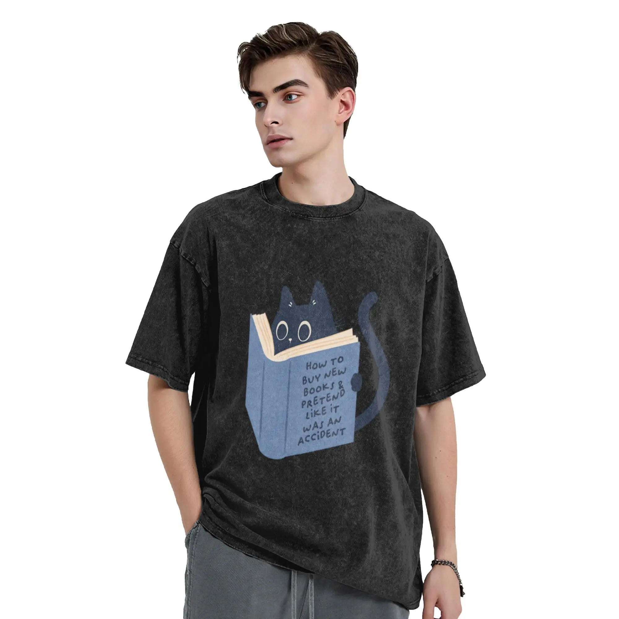 how to buy new books Classic Trendy A Washed T Shirt Men's Women's Oversized Cotton Tees Tops