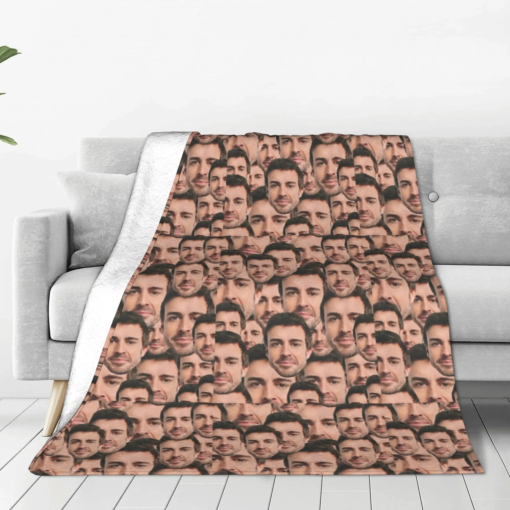 Fernando Funny Face Alonso Knitted Blankets Fleece Racing Sports Car Motorcycle  Warm Throw Blankets for Bedroom Sofa Bedspread