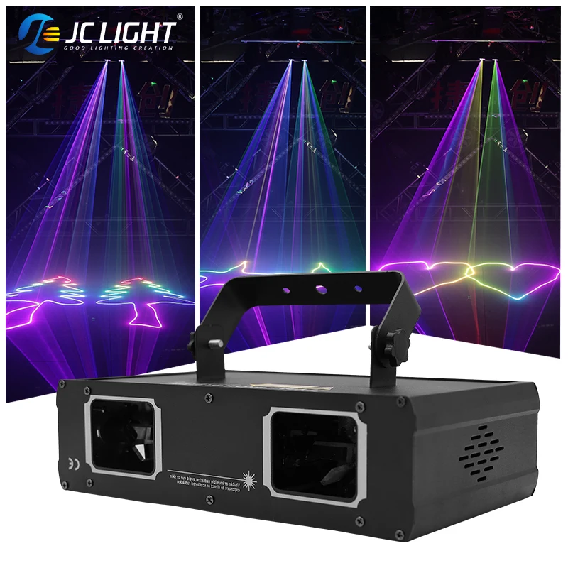 Jc licht zwei augen laserlicht 3d rgb bühnen beleuchtung musik steuerung dj lichter dmx party strahl projektor licht für disco ktv neu