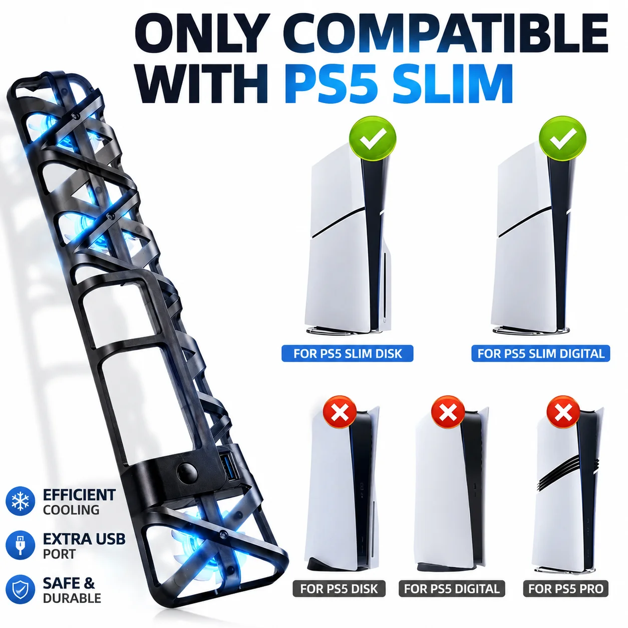 PS5 슬림 디스크/디지털 콘솔용 냉각 팬 USB 3. - Console Cooling Fan 리뷰 및 가격