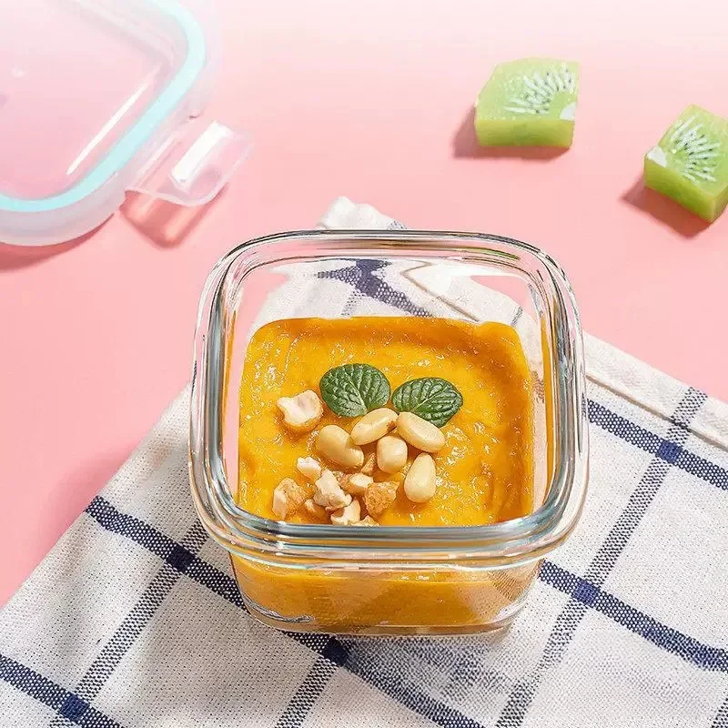 Heat Resistant Glass Microwave Lunch Box Sample Preservation Container round Shape Three Divided Compartments for Office Workers