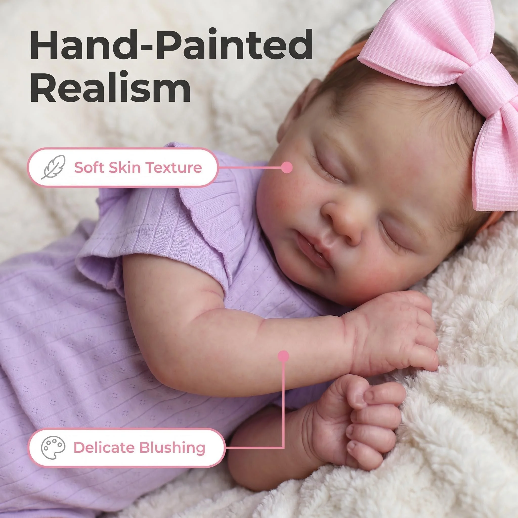 NPK 19inch Esenia Reborn Doll with Soft Body Realistic 3D Skin Hand Painted Hair Touch Doll Multiple Layers Painting view 2
