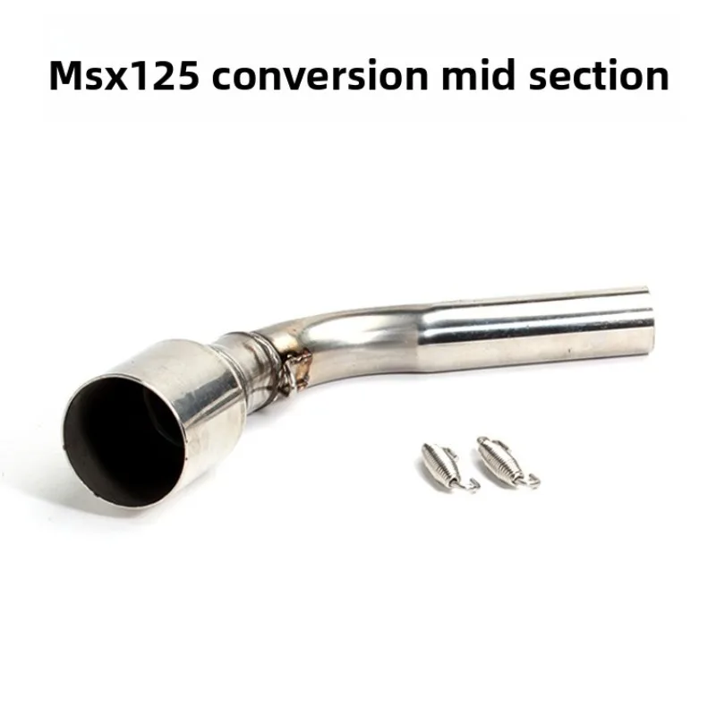 Motorcycle Monkey Middle Section MSX125 Silver Steel Little Monster Exhaust Pipe Adapter M3 Connection Middle Section