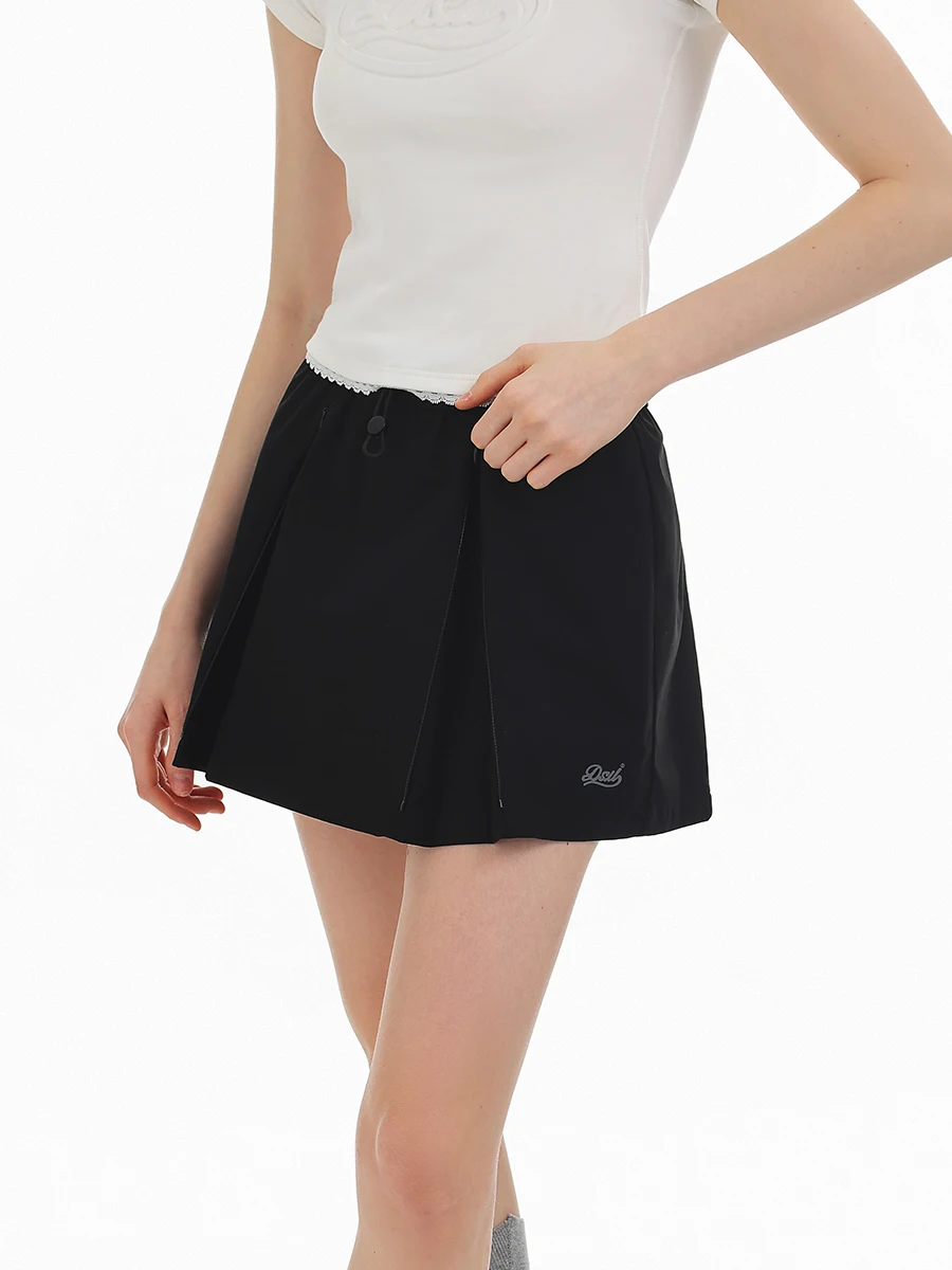 Casual A-Line  Skirt DSU Elastic Waist Pure Color Print Slimming Short Skirt Women's Summer New Style City Outdoor Style