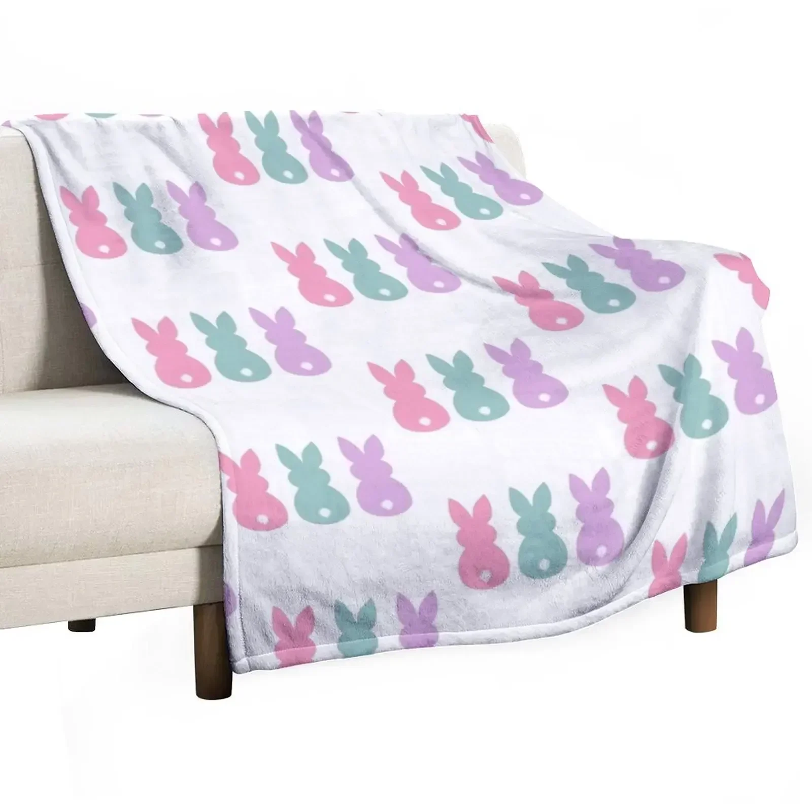 

Pink, blue and purple Easter bunnies Throw Blanket Sofas Decorative Sofa Blankets