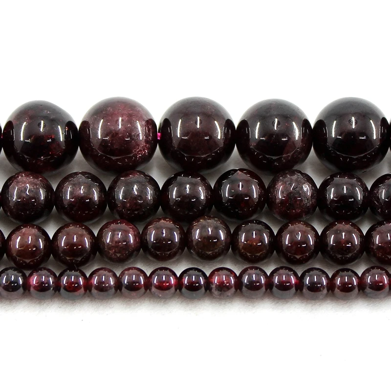 Natural Red Garnet 4/5/6/7/8/9/10/11/12MM Round Loose Stone Beads For Jewelry Making DIY Bracelets Necklace Accessories 15Inch