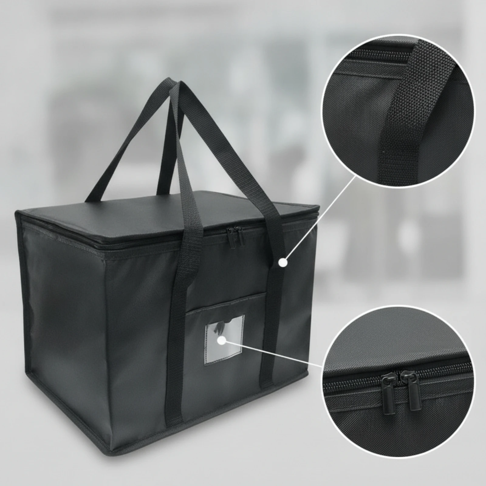 Insulated Tote Bag Stable Tote Bag with Clear Window Secure Simple for Shoppers, Picnics, Travel