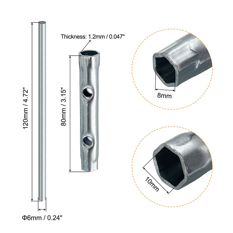 2 Pcs 8-10mm Spark Plug Wrench Dual Ended Wrench Hex Socket Tool Spanner Set with Torque Bar Handles For Car Auto